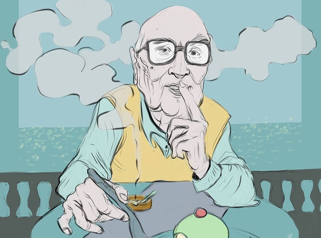 A portrait of the italian writer Andrea Camilleri on 12 October 2011 in Own work by SerStelitano
