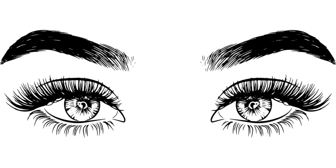Sourcils et yeux de femme dessinés au stylo noir