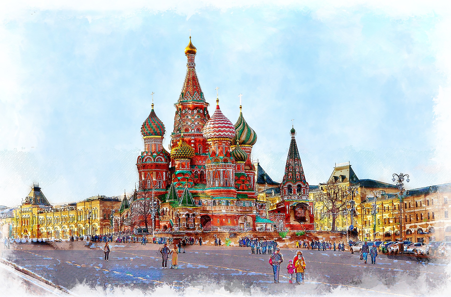 dessin de la ville de Moscou en couleur