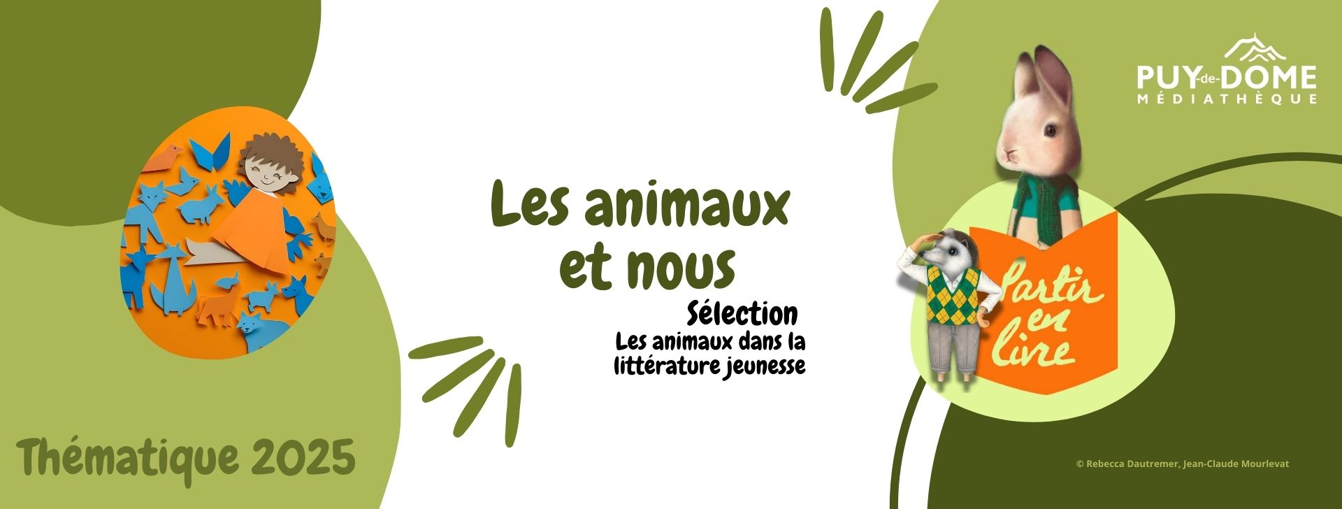 Bannière qui présente le hérisson de Mourlevat et le lapin de Dautremer des animaux de la littérature jeunesse