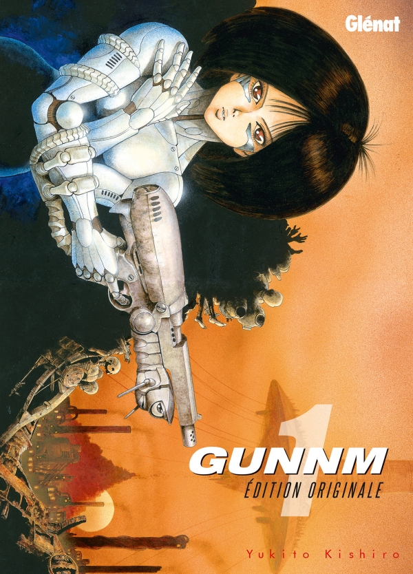 Couverture de manga avec personnage féminin portant une mitraillette
