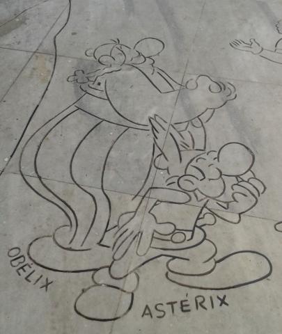 Astérix et Obélix dessinés en noir et blanc