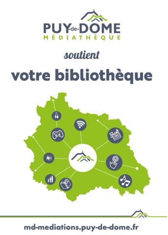 carte du département avec logos des différents services et ressources des médiathèques
