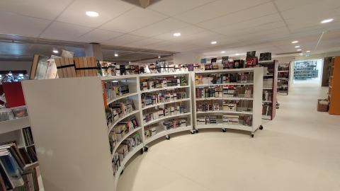 étagères neuves avec des livres