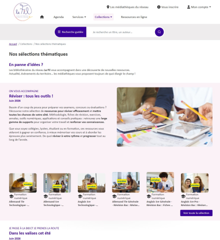 Page valorisation des collections sur le site internet du réseau des médiathèques Thiers Dore et Montagne