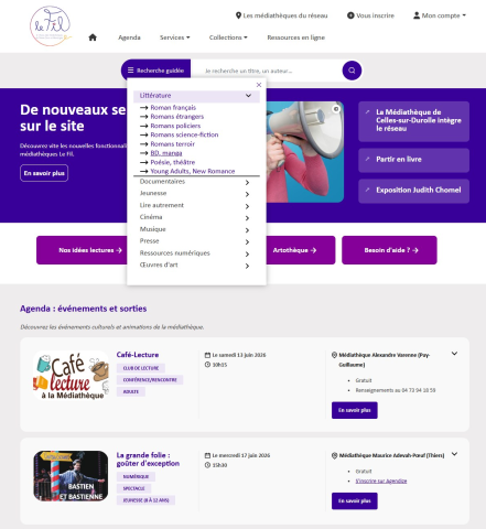 Recherche guidée sur le site internet du réseau des médiathèques Thiers Dore et Montagne