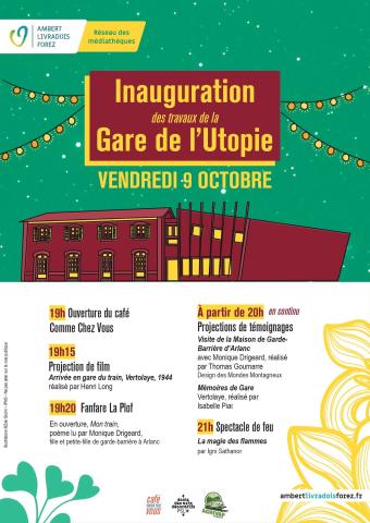 Programme de l'inauguration de la gare de l'Utopie à Vertolaye