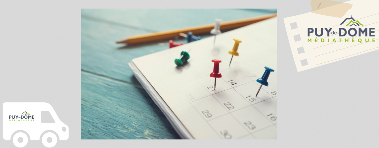 agenda avec crayon et épingles, camion avec logo de le MD63