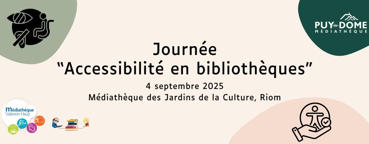 pictogrammes accessibilité et logos de l'association Valentin Haüy