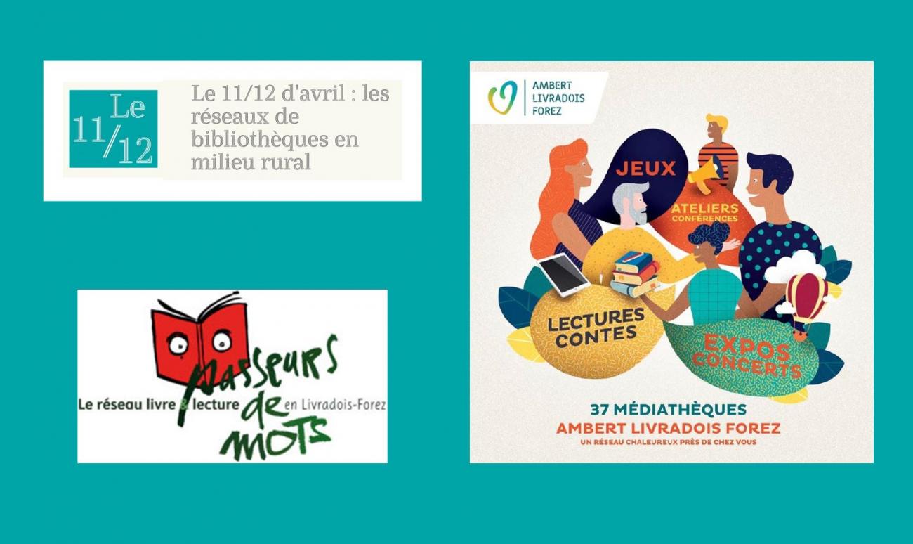 Logos du 11/12, de Passeurs de Mots et du réseau Ambert Livradois Forez