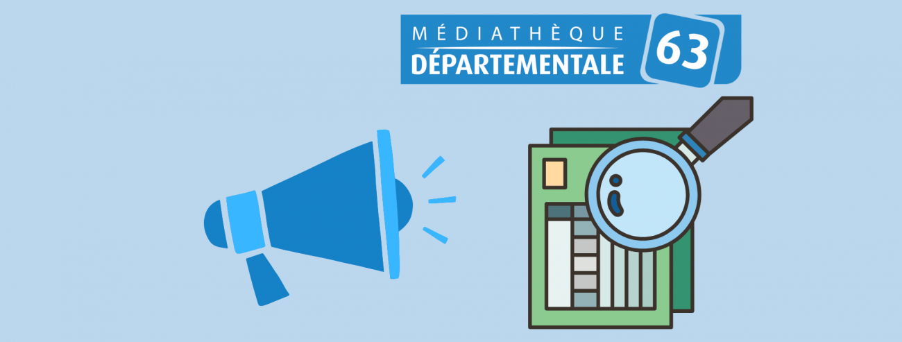 mégaphone et loupe sur un document avec logo de la MD63