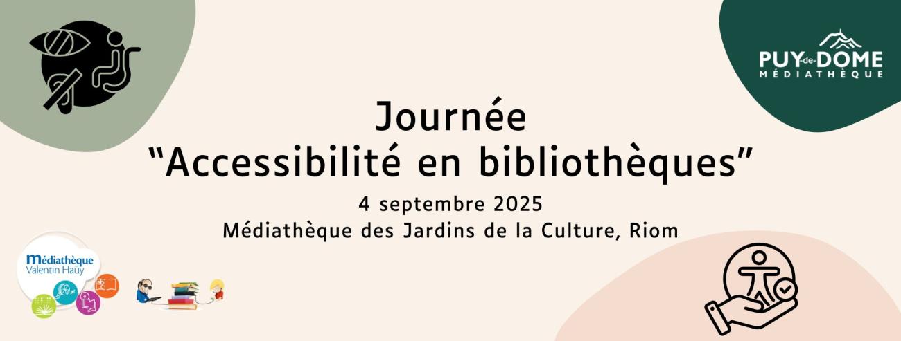 pictogrammes accessibilité et logos de l'association Valentin Haüy
