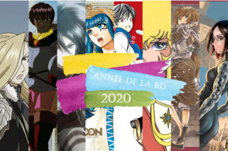 Images collées de personnages féminins de mangas avec mention Année de la BD 2020 par-dessus        20