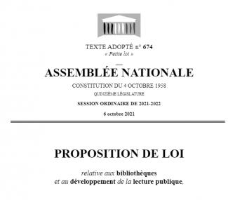 En-tête de la proposition de loi adoptée par l'Assemblée nationale