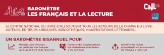 bandeau sur fond rouge avec phrase "baromètre Les Français et la lecture"