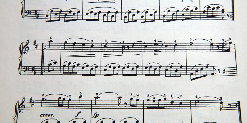 Page de partition avec notes de musique