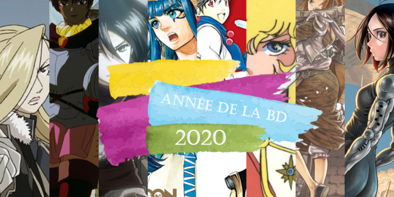 Images collées de personnages féminins de mangas avec mention Année de la BD 2020 par-dessus        20
