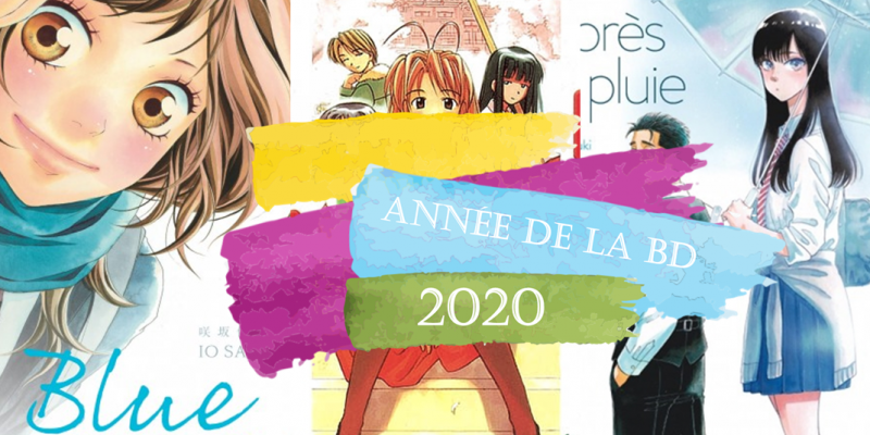 3 couvertures de mangas avec personnages féminins et logo Année de la BD 2020