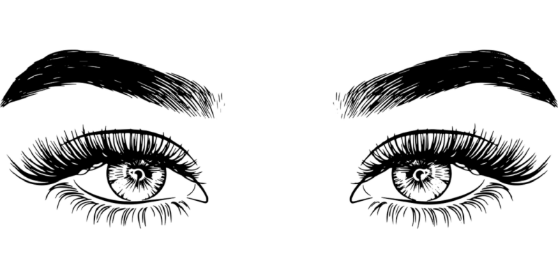 Sourcils et yeux de femme dessinés au stylo noir