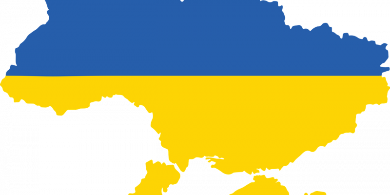 Image carte représentant l'Ukraine en bleu et jaune