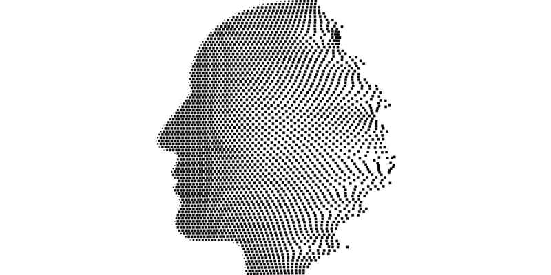 visage humain de profil en noir et blanc