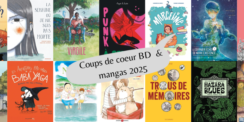 Bandeau de couvertures de BD avec coups de coeur BD et mangas 2025